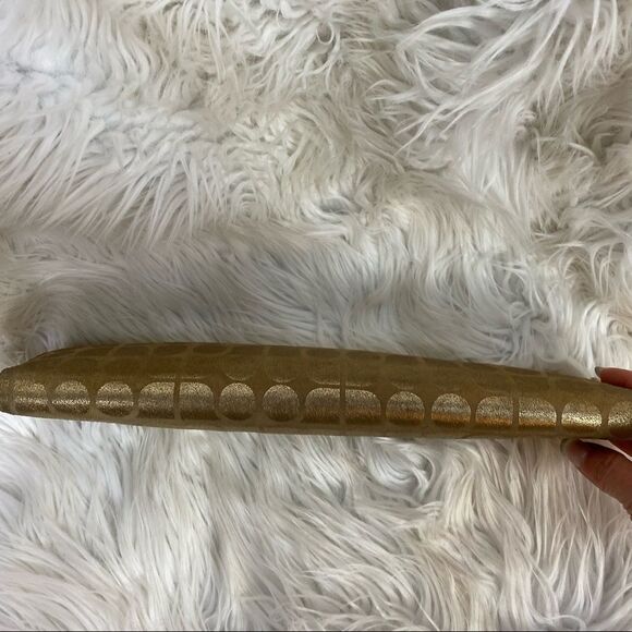 Kate Spade metallic gold leather zip around long wallet clutch